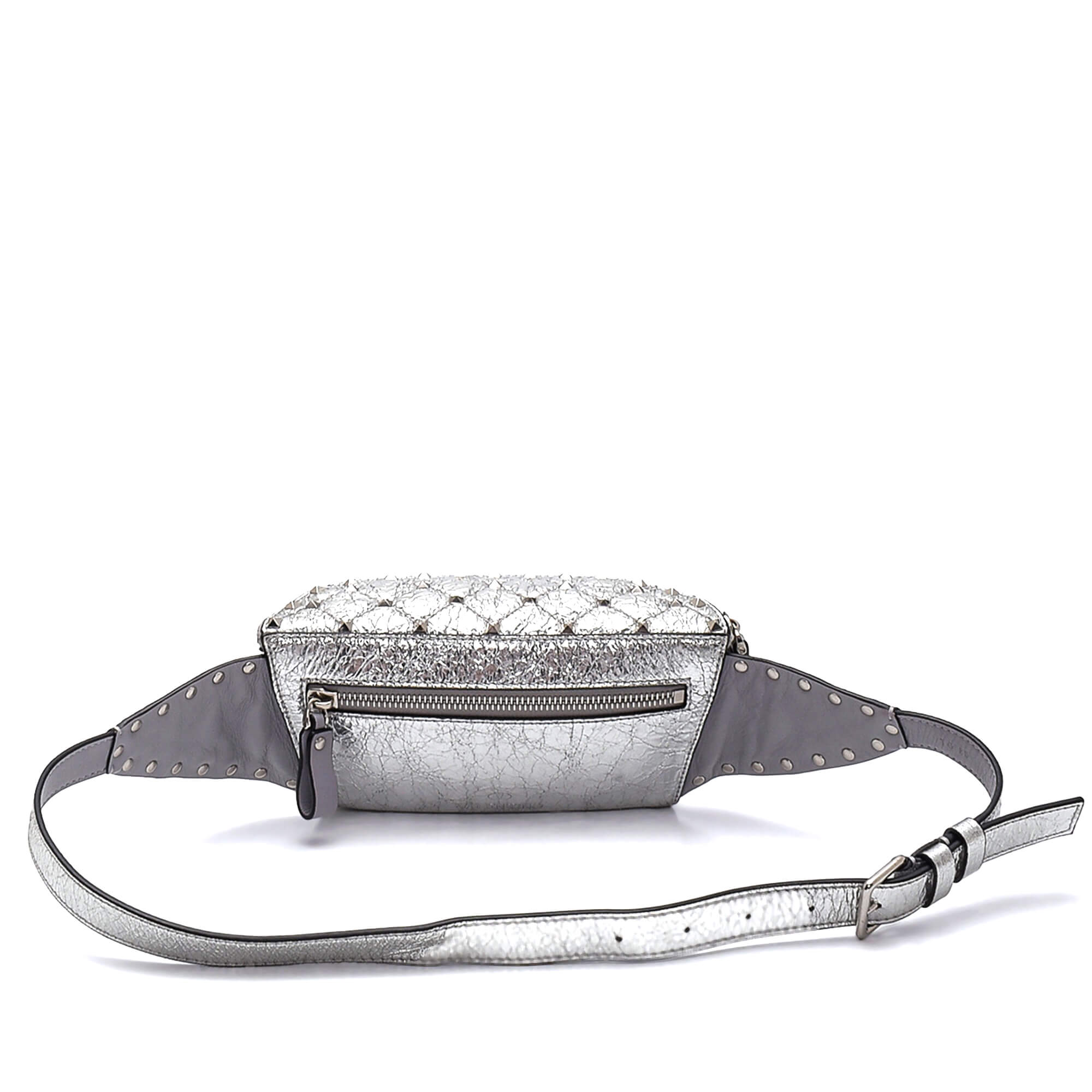 Valentino - Metallic Silver Rocktud Spike Belt Bag